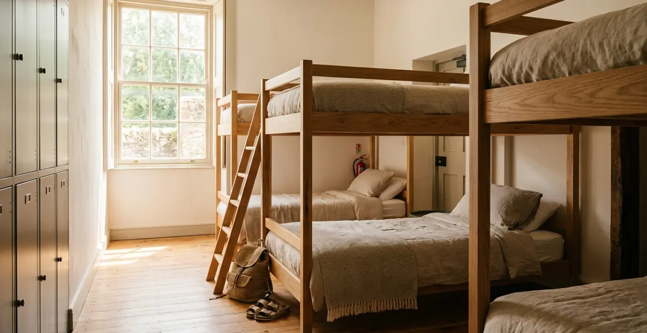 Gemütlicher Schlafsaal in einem sauberen Budget-Hostel mit Stockbetten und persönlicher Atmosphäre